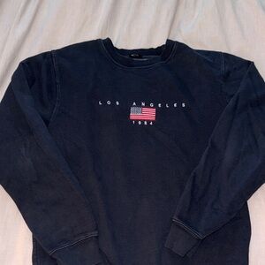 Brandy Melville Navy Sweatshirt with Flag Design